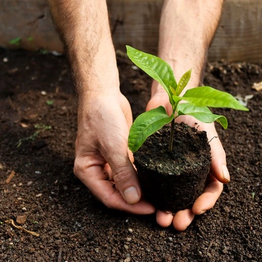 Manos plantando árbol